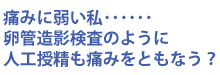 痛みに弱い私…
卵管造影検査のように
人工授精も痛みをともなう?